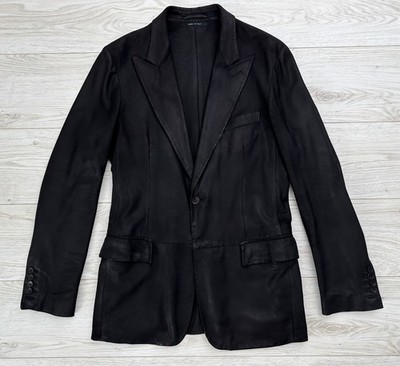 Vintage Gucci x Tom Ford Black Peak Lapel Leather Jacket Blazer
