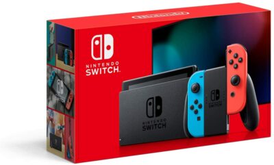 Nintendo Switch with Neon Blue and Red Joy‑Con Handheld Game