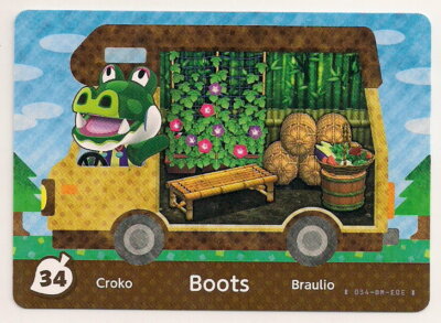 Animal Crossing amiibo Card: Boots 34 Welcome Series Gator RV