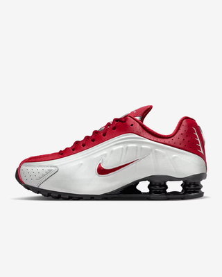 Nike Shox R4 Shoes Metallic Silver Black Team Crimson Men's | Size