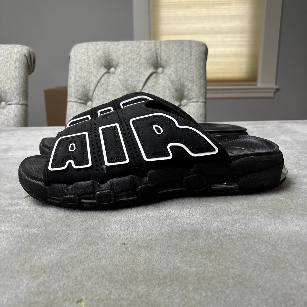 Nike Air More Uptempo Slide Men's Size 15 Black Comfort Casual
