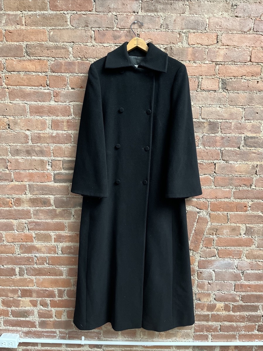 Vintage Emporio Armani Women's Long Coat, Sz 38, Black Wool