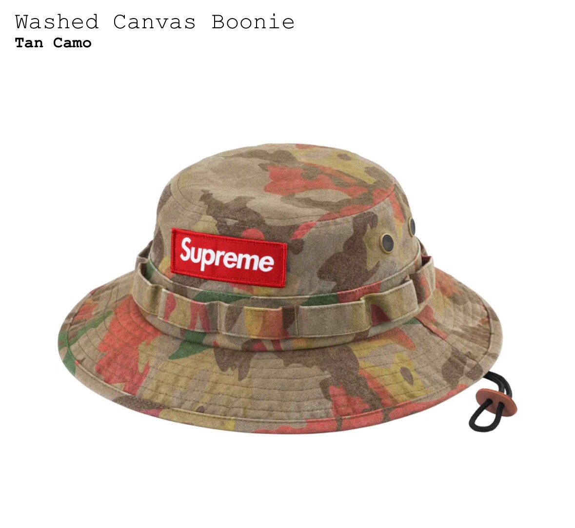 Brand New Supreme Washed Canvas Boonie Tan Camo - Size S/M - SS24