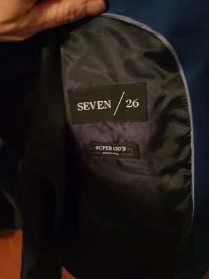 Seven / 26 Men's Super 130's Merino Wool Modern Fit Blue Suit