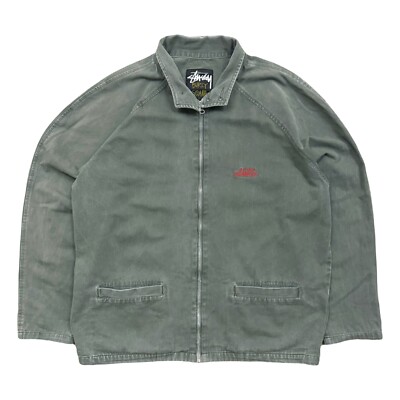 VTG 90s Stussy Service Burly Gear Workwear Canvas Chore Jacket