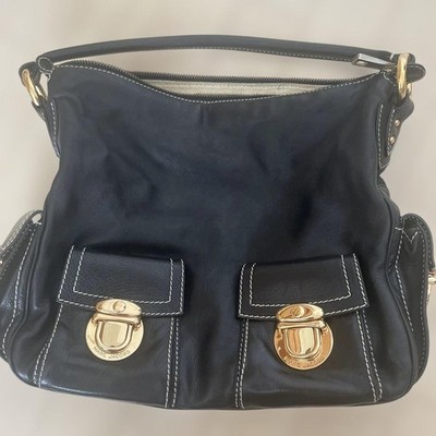 Marc Jacobs Blake Hobo Shoulder Bag Black Leather Multi-Pocket Y2K