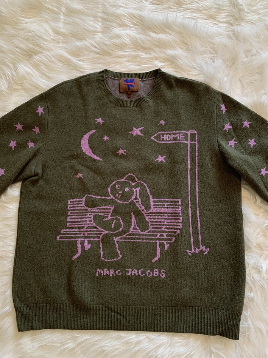 Heaven By Marc Jacobs Bunny Knit Crewneck Sweater Wool Green XL | eBay