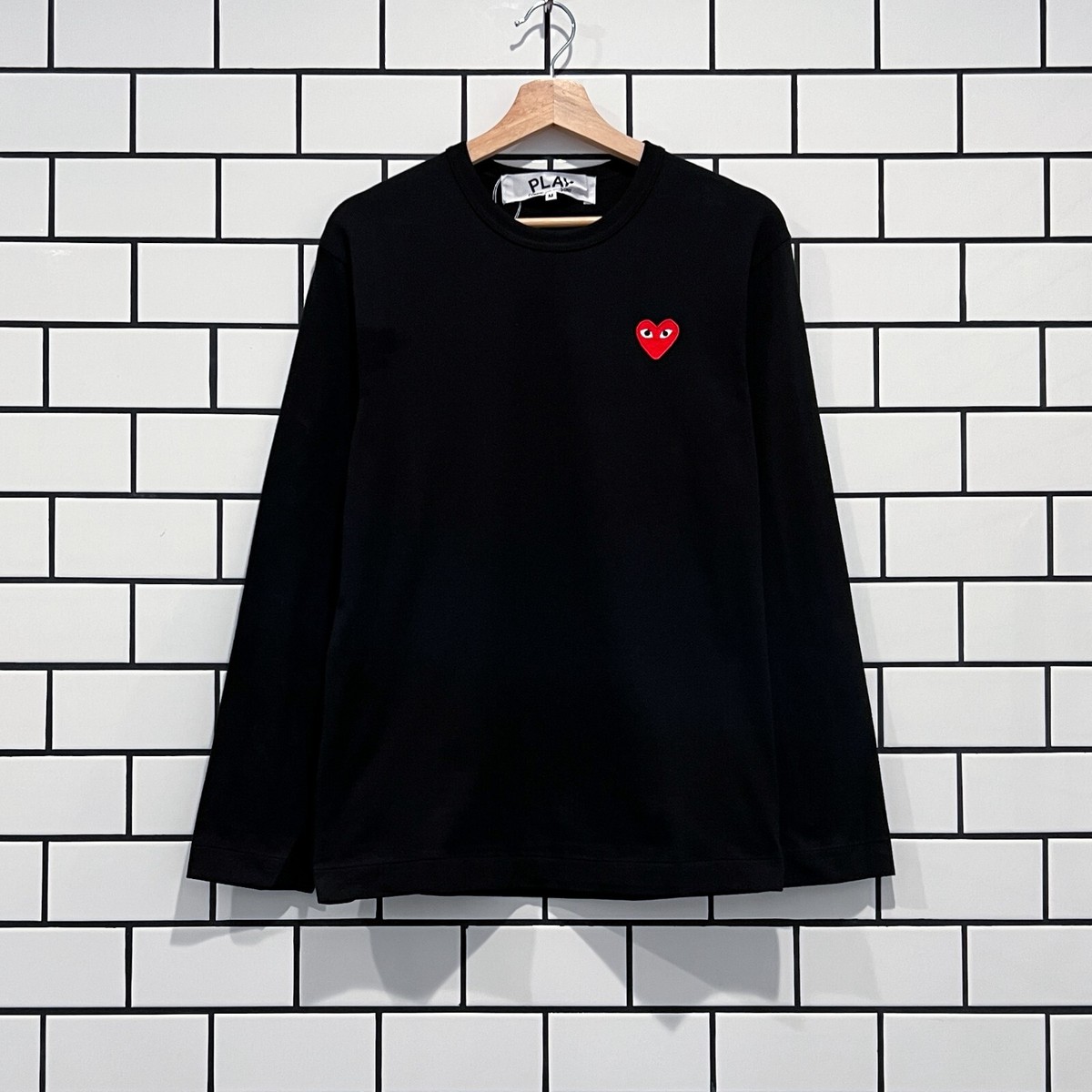 COMME DES GARCONS CDG PLAY RED HEART LS TEE BLACK AZ-T118-051-1 | eBay