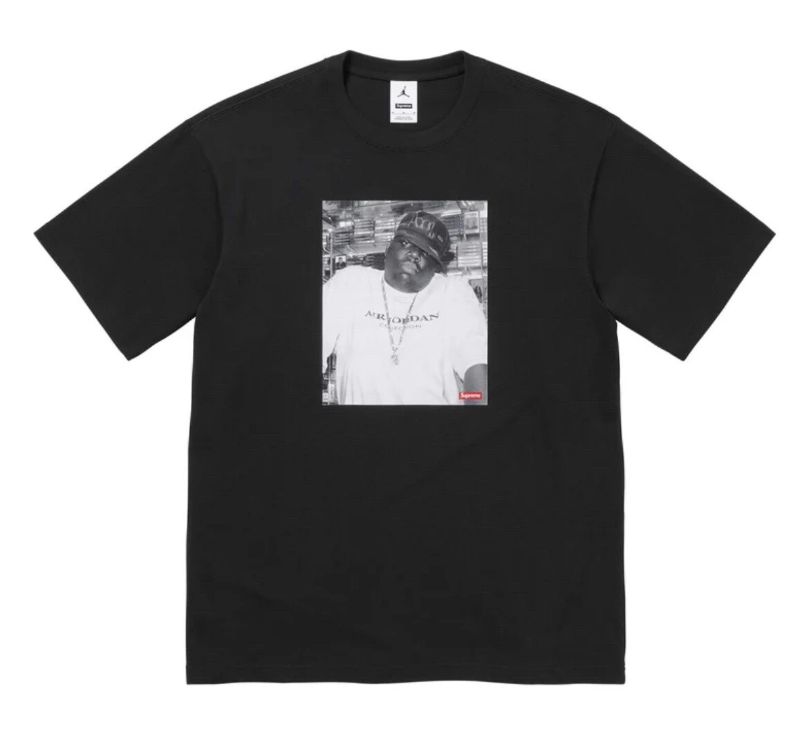Size L- Supreme X Jordan X Biggie S/S Top Photo Shirt Black | eBay