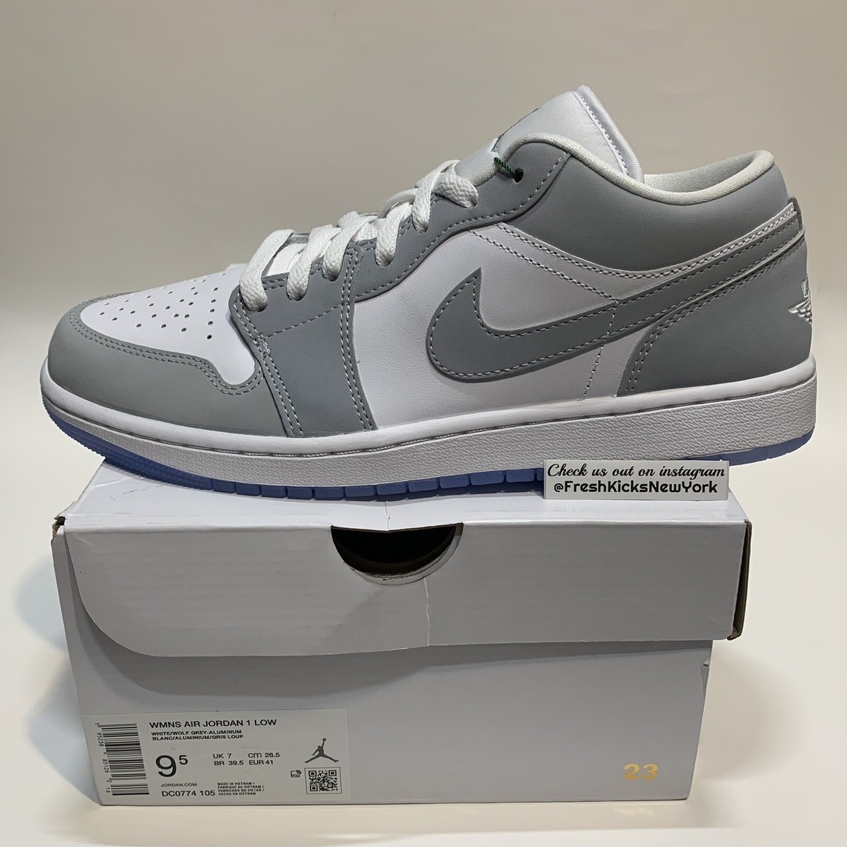 Air Jordan 1 Low Wolf Grey Aluminum Women's Size 9.5 / Men 8 (2024