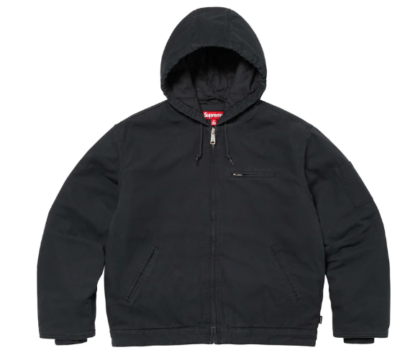 Supreme®/Thrasher® Hooded Work Jacket Neckface Black Size Large In