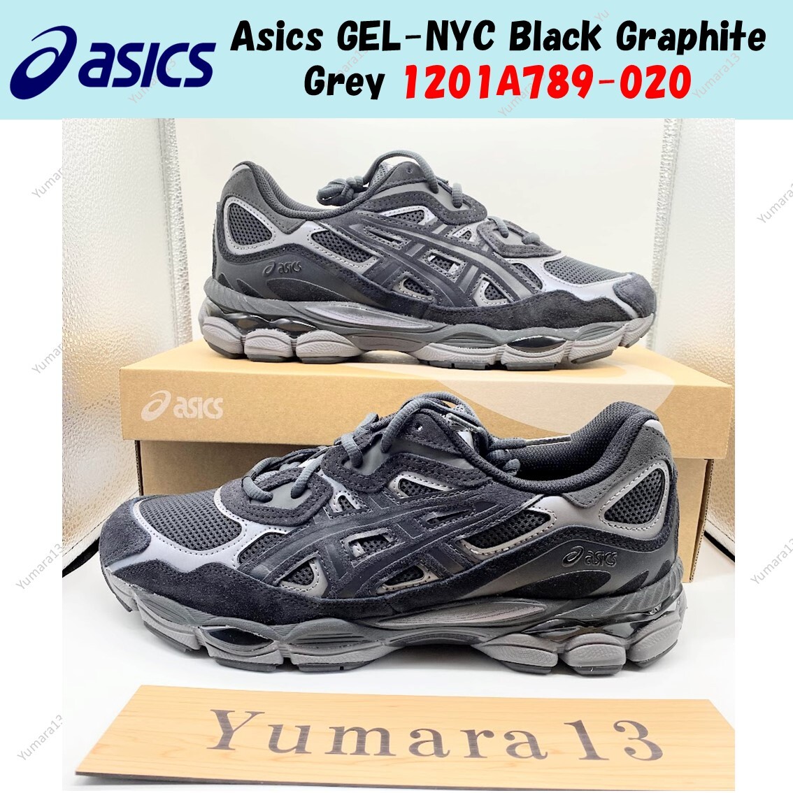 Asics GEL-NYC Black Graphite Grey 1201A789-020 Men's Size | eBay