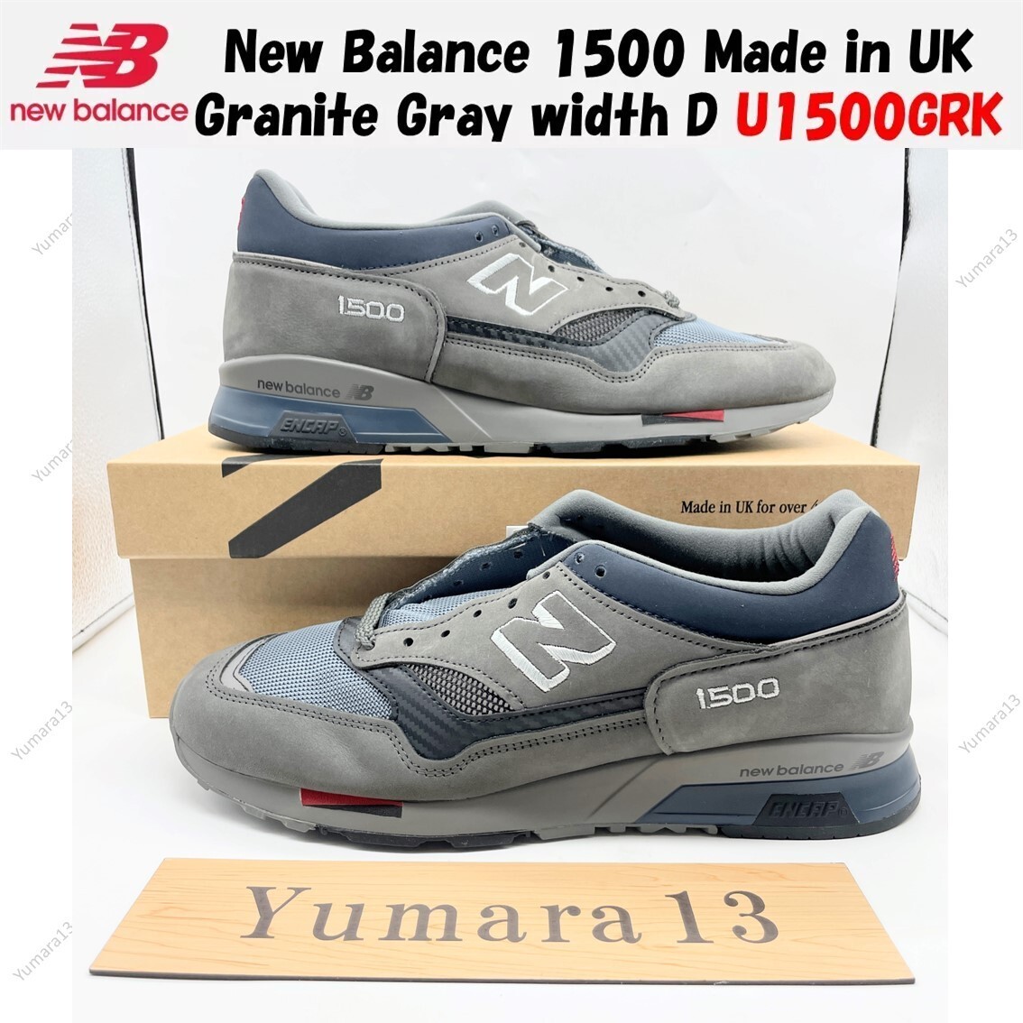 New Balance 1500 Made in UK Granite Gray width D U1500GRK Men's