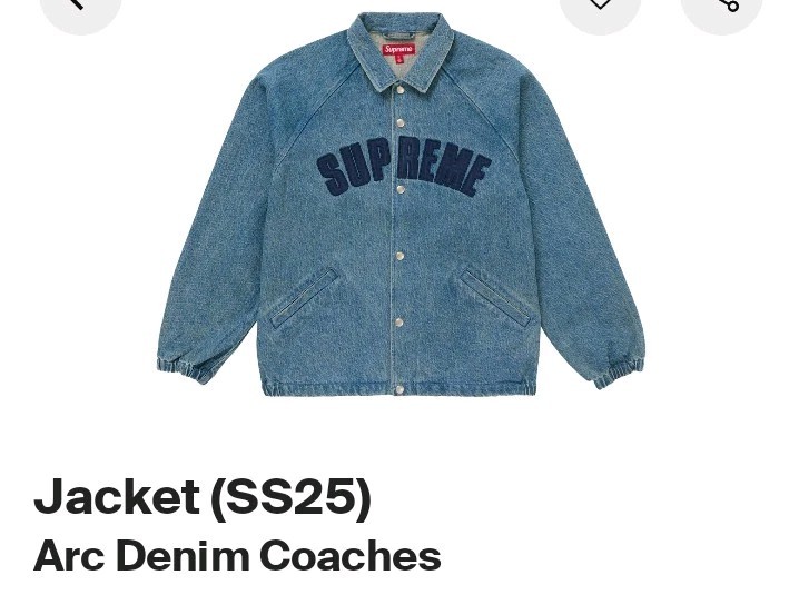 Size M - Supreme Arc Denim Coaches Jacket (Washed Indigo) (SS25