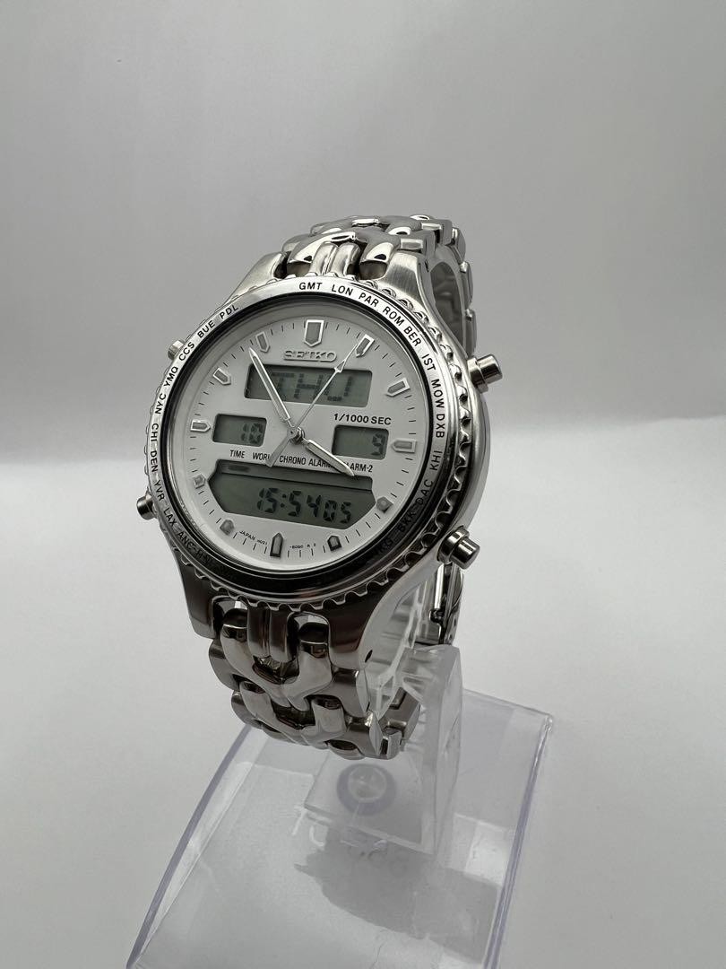 Seiko Analog Digital World Time Watch H021-8050 Quartz Vintage