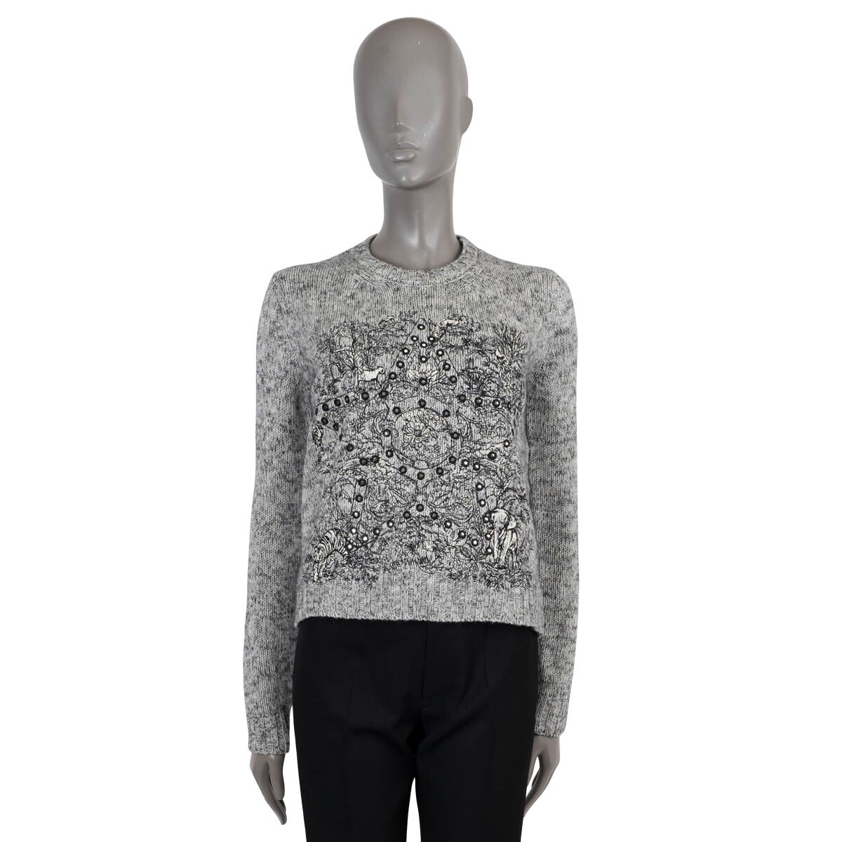 69883 auth CHRISTIAN DIOR grey cashmere blend 2023 EMBROIDERED