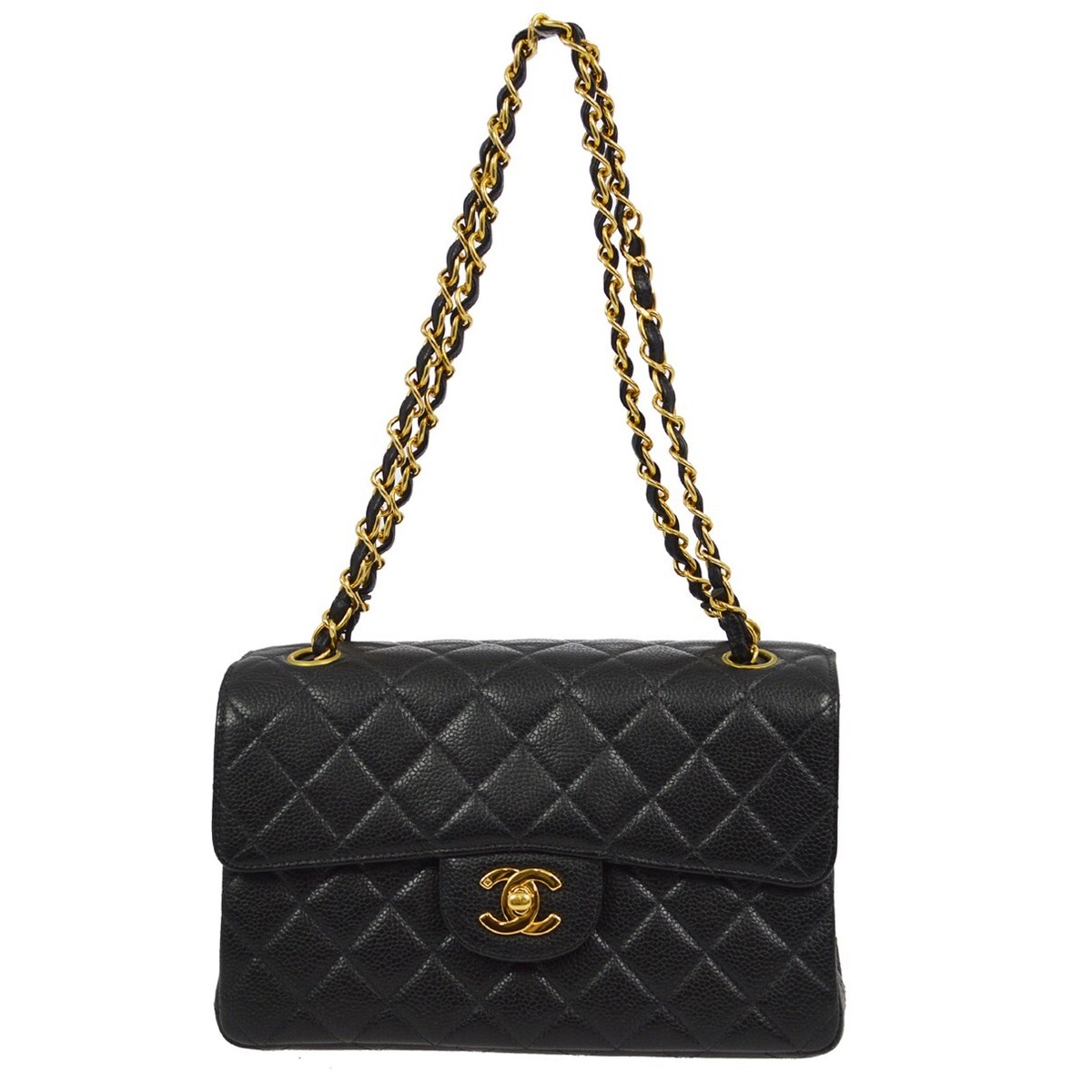 Chanel Black Calfskin Double Sided Classic Flap Shoulder Bag