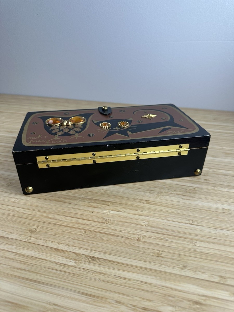 Enid Collins of Texas 1965 Owl & Pussy Cat Box Bag Vintage Hand