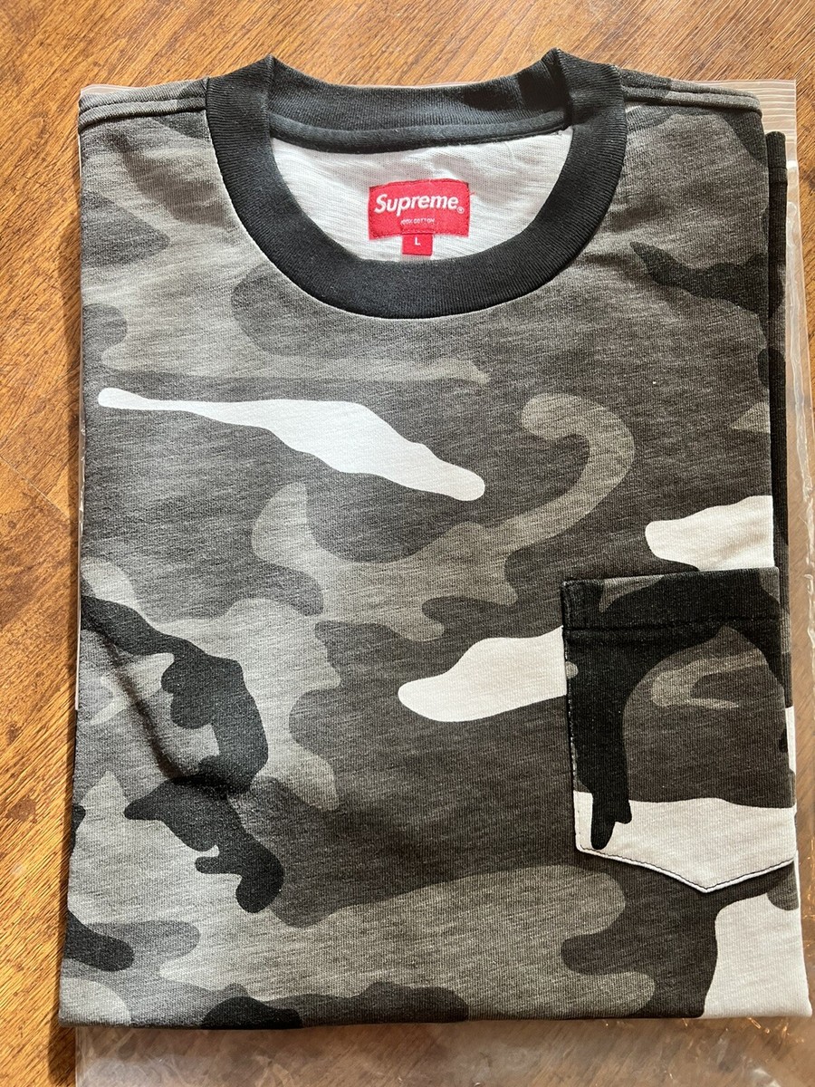 Supreme S/S Pocket Tee Snow Camo T-Shirt Large FW18 Camouflage