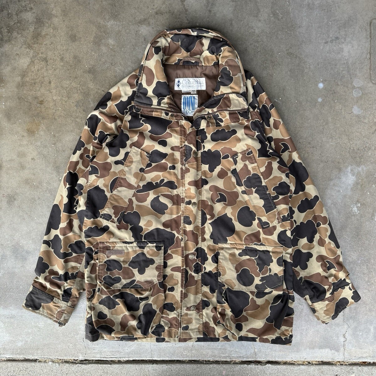 Vintage Columbia Duck Camo Jacket Men's L Tall Omni Tech