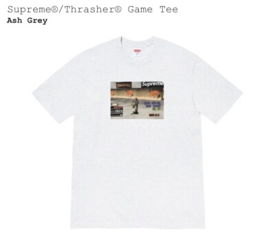 Brand New Supreme x Thrasher Game Tee Ash Grey Size Medium - FW21