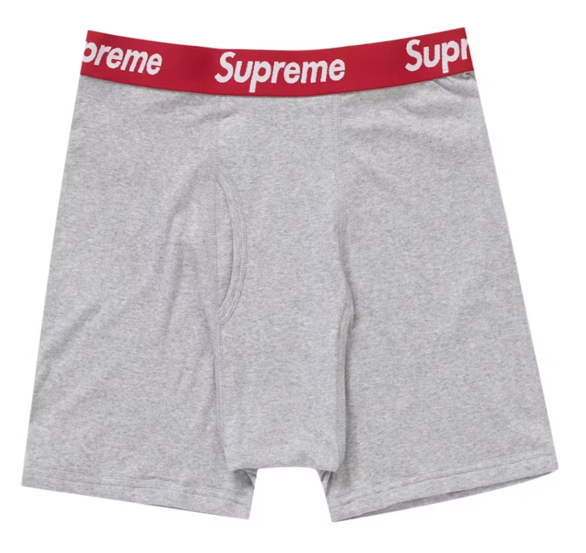 Supreme x Hanes Boxer Briefs (2 pack) - Heather Grey - S, M, L, XL
