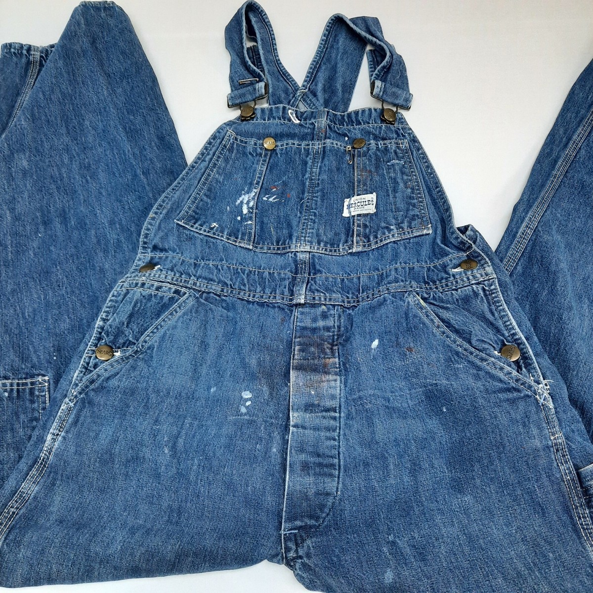 Vintage 30 x 30 Hercules Overalls Bib Denim Union Made Sears