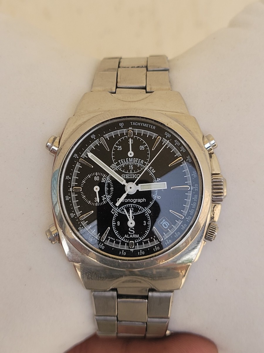 Excellent Vintage Seiko 7T32-9000 Alarm Telemeter Chronograph