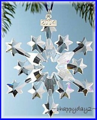 2004 Swarovski~Snowflake STAR Annual Christmas ORNAMENT~Holiday