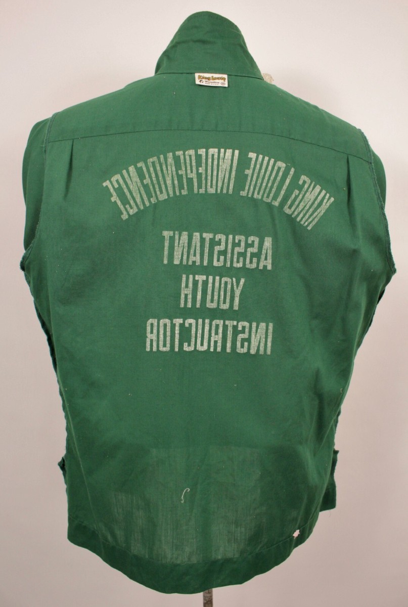 Men's VTG 1970s Green King Louie Bowling Shirt M 70s Polyester