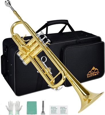 EASTROCK Bb Trumpet Standard Trumpet Set with Carrying Case,Gloves