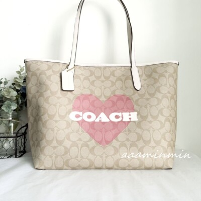 NWT Coach City Tote In Signature Canvas With Heart Print CP052 | eBay