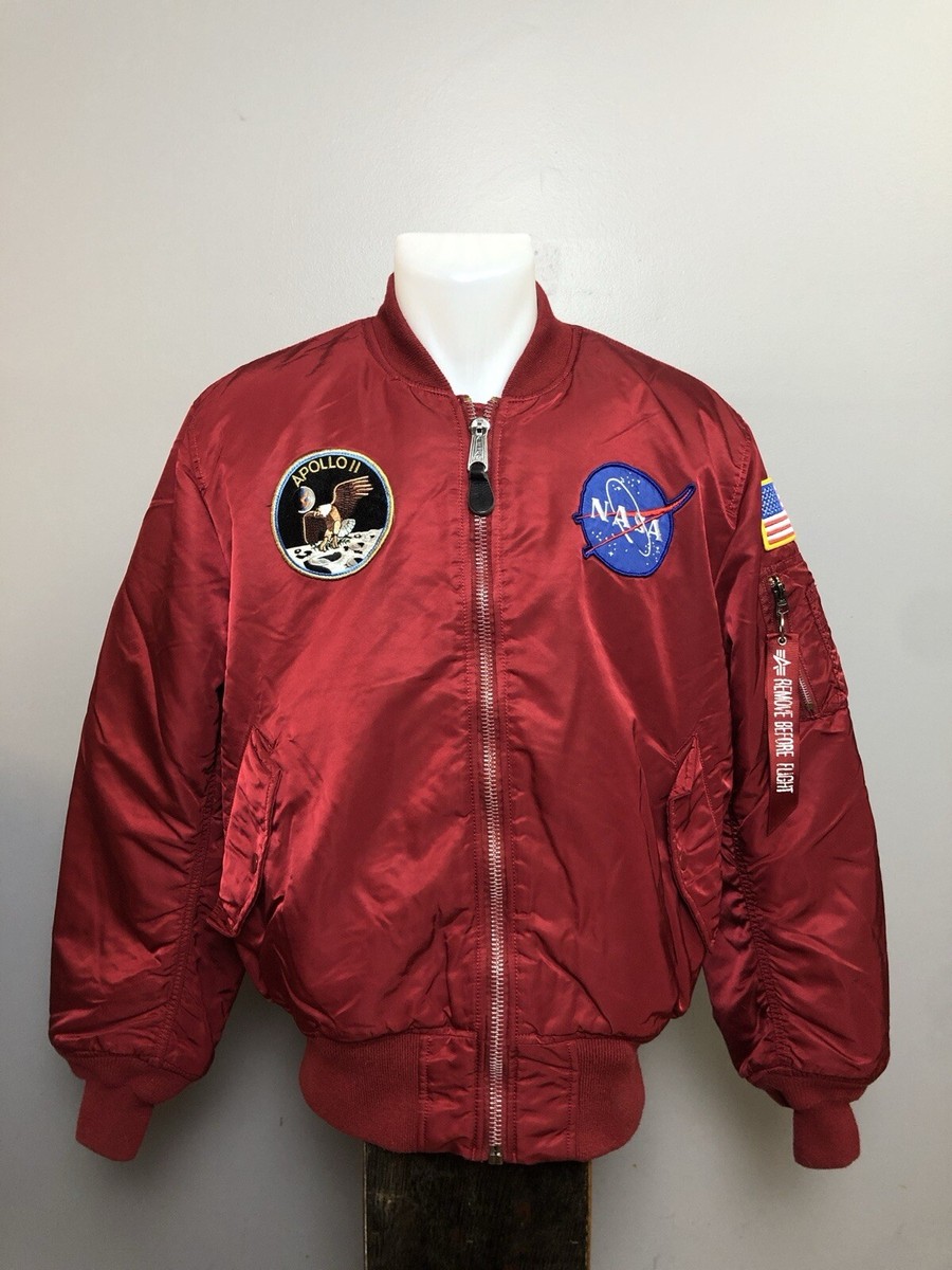 Alpha Industries NASA Apollo MA-1 Bomber Jacket Men's Large Nylon