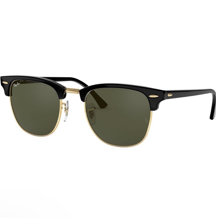 Ray-Ban RB3016 Clubmaster Square Sunglasses 49 MM Black and Gold