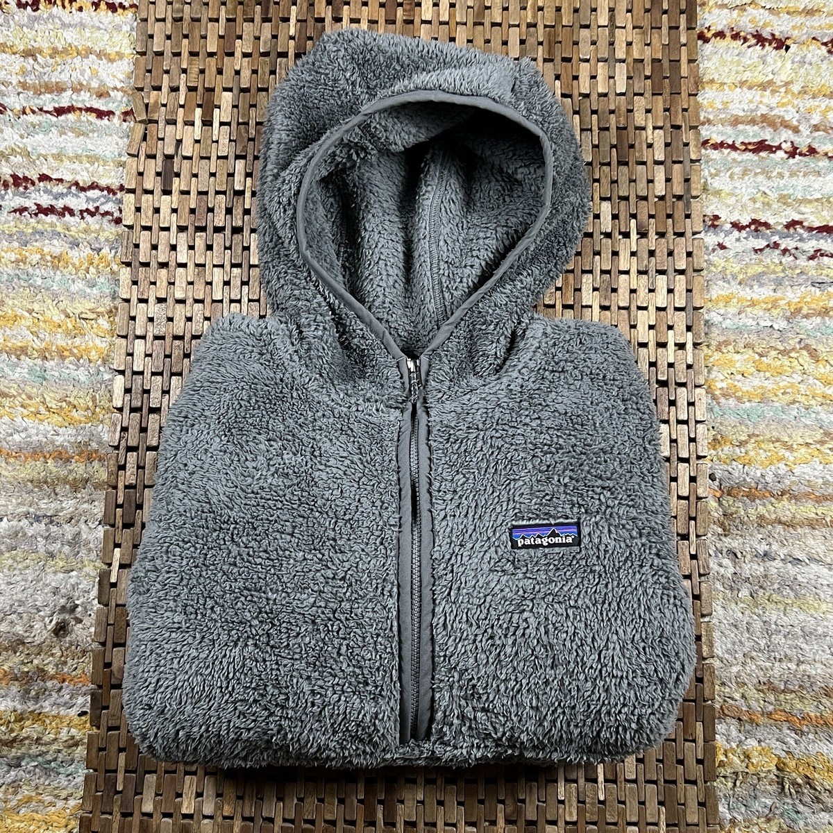 Patagonia Deep Pile Fleece Hoodie Hoody Jacket Full Zip Grey
