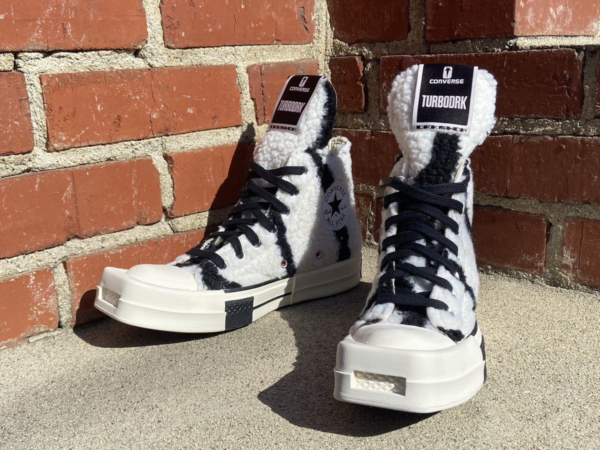 Rick Owens x CONVERSE DRKSHDW Turbodrk Zebra Print Sherpa Sneaker