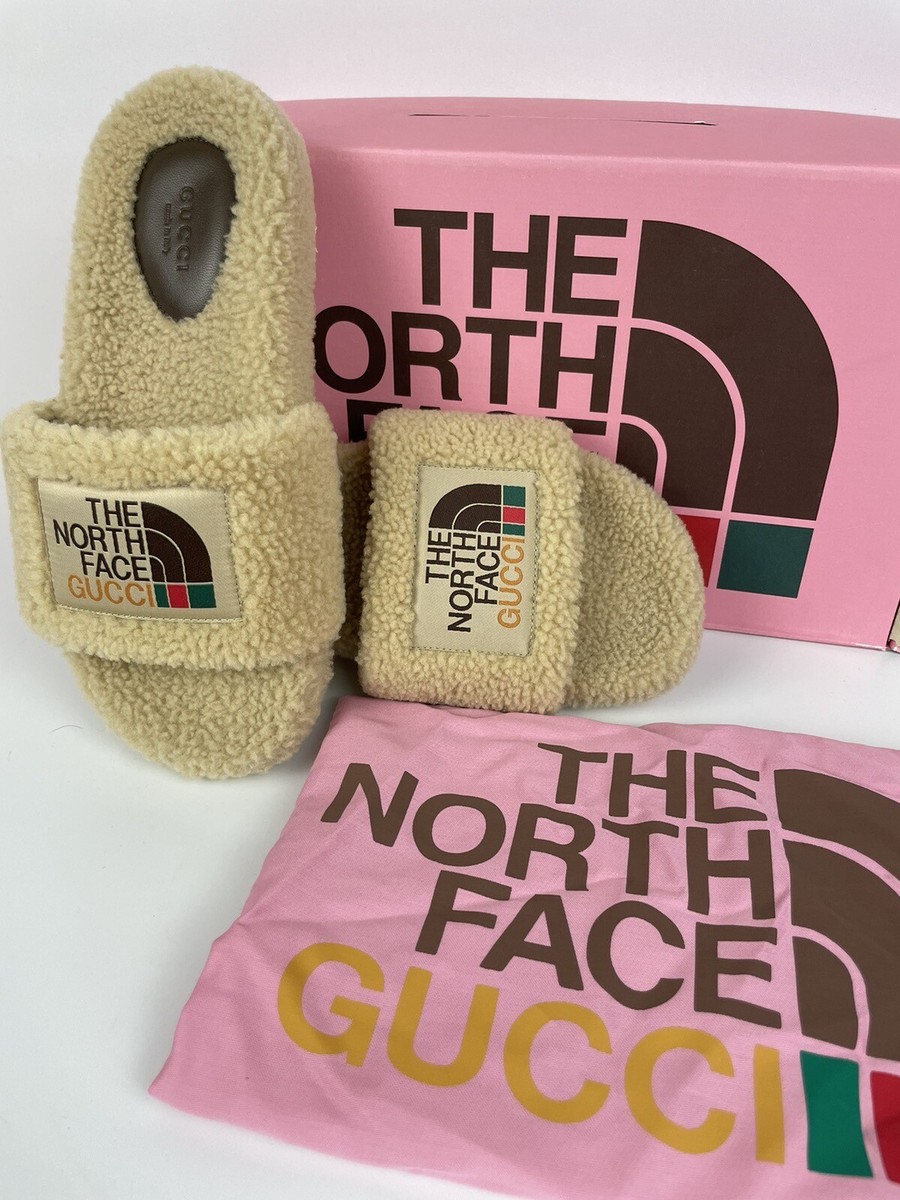 GUCCI X THE NORTH FACE 679948 Shearling Slides Sandals