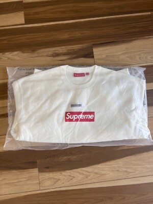 Supreme Washed Box Logo Crewneck Sweatshirt - Size Medium - White