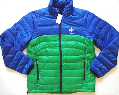 New Ralph Lauren RLX Blue & Green Lightweight Winter Puffer Down