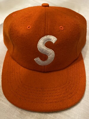 🔥 Supreme Wool S Logo 6 Panel Cap Orange FW17 Adjustable New