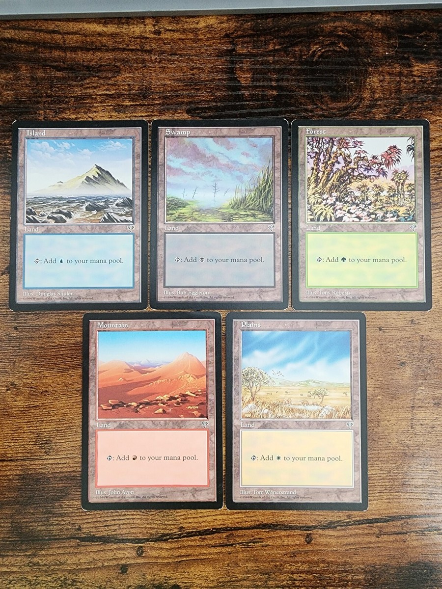 MTG ⭐Mirage Basic Land Set LP/VLP⭐ 5x Lands: 1x of each land