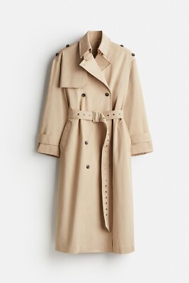 Rokh x H&M Two Piece Twill Trench Coat Beige Greige Size S L Small