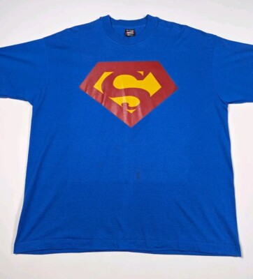 Vintage Superman Graphic T-Shirt Blue Single Stitch Goonies USA