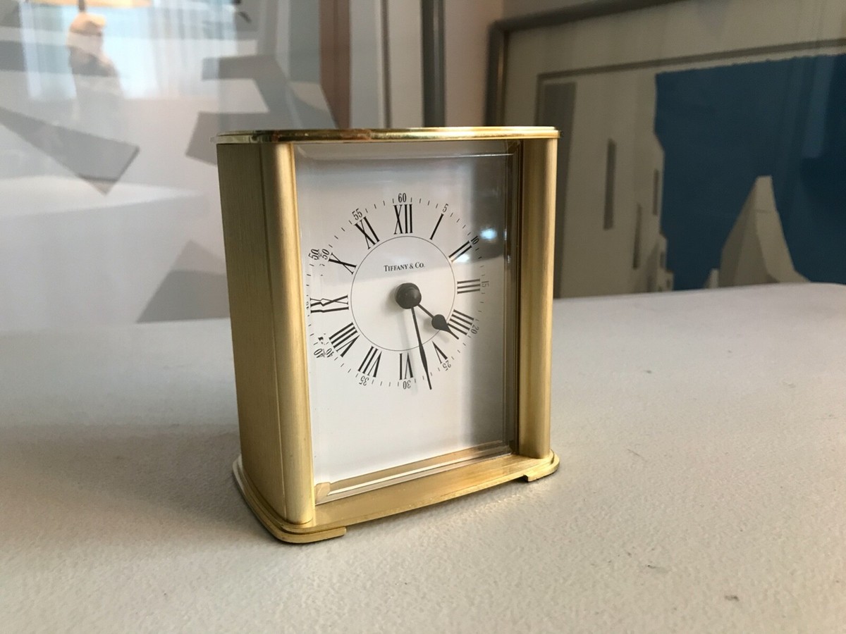 RARE Vintage Tiffany & Co. Brass Quartz Desk Clock - Germany 4