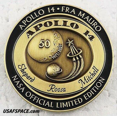 APOLLO-14 - 50th Anniversary - LUNAR FLOWN METAL - NASA MEDALLION