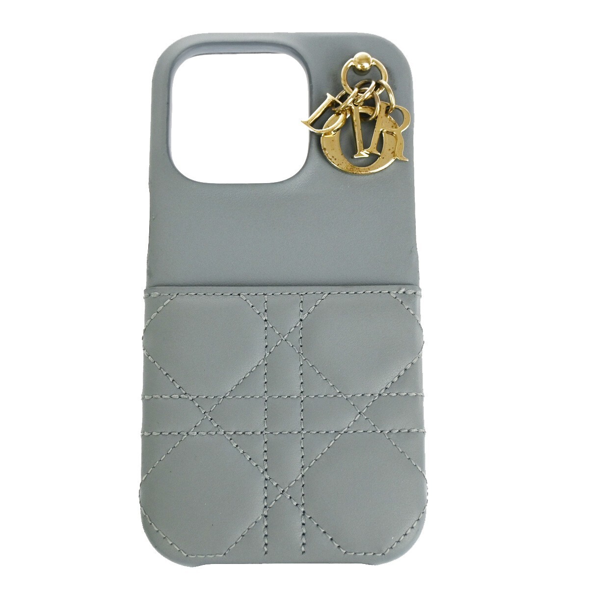 CHRISTIAN DIOR Logo Lady iPhone Case 14 Pro Leather Blue Italy
