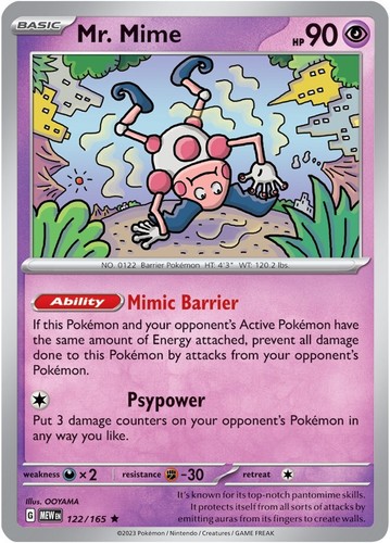 Basic Mr Mime HP 90 Mimic Barrier Psypower Rarity Purple Pokémon