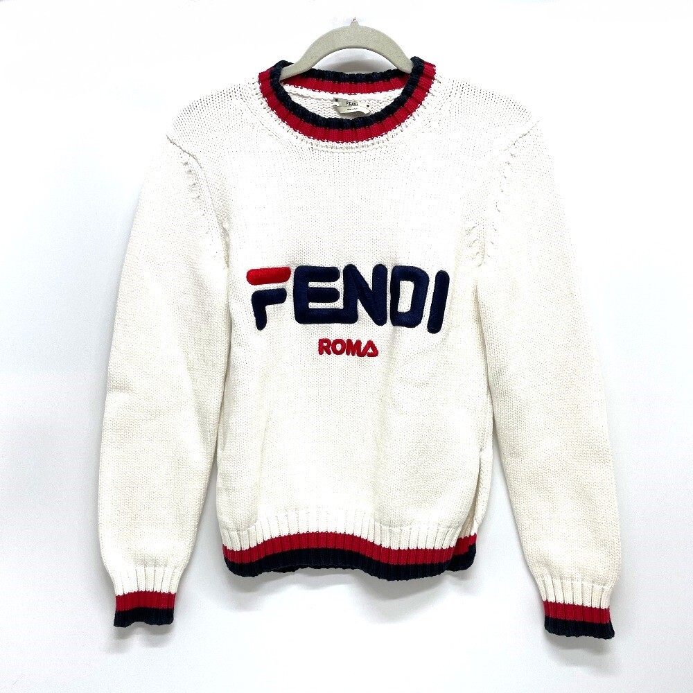 FENDI FAE137 Logo Pullover Knit Fila Collaboration Sweater knit