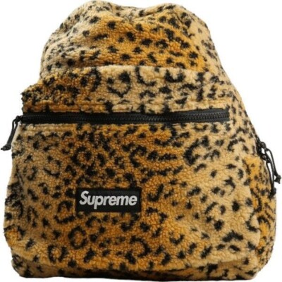 Supreme Leopard Fleece Backpack color YELLOW fashion goods logo