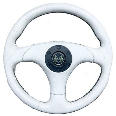 Italvolanti White Black Leather Steering Wheel 330mm Vintage JDM